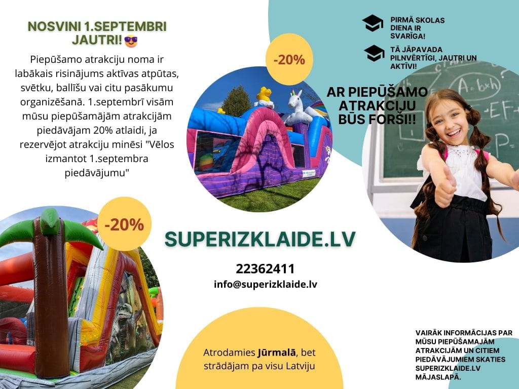 Piepūšamās atrakcijas 1.septembrī